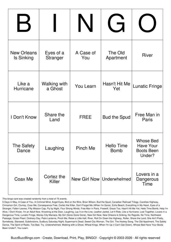Download Free Canadian Classics Titles Bingo Cards