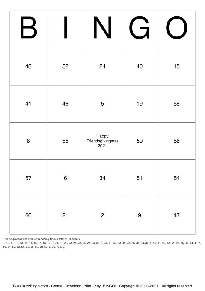 Numbers 1-60 Bingo Cards to Download, Print and Customize!