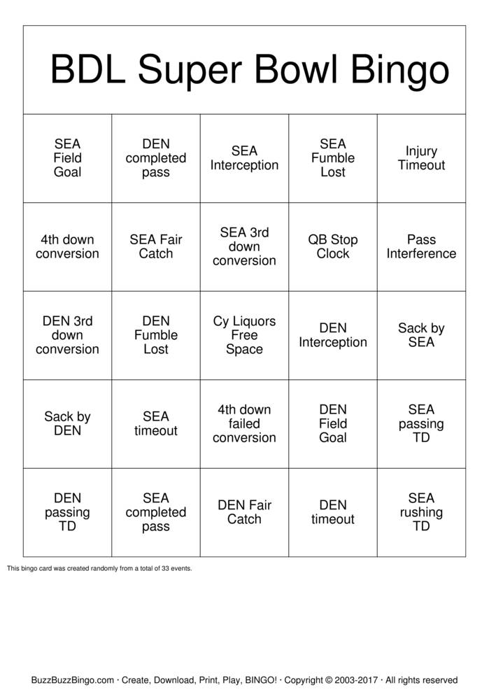 Superbowl Bingo Cards to Download, Print and Customize!