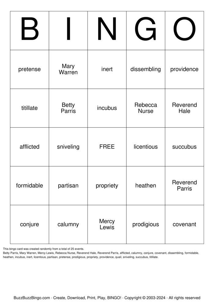 Download Free Vocabulary Bingo Cards