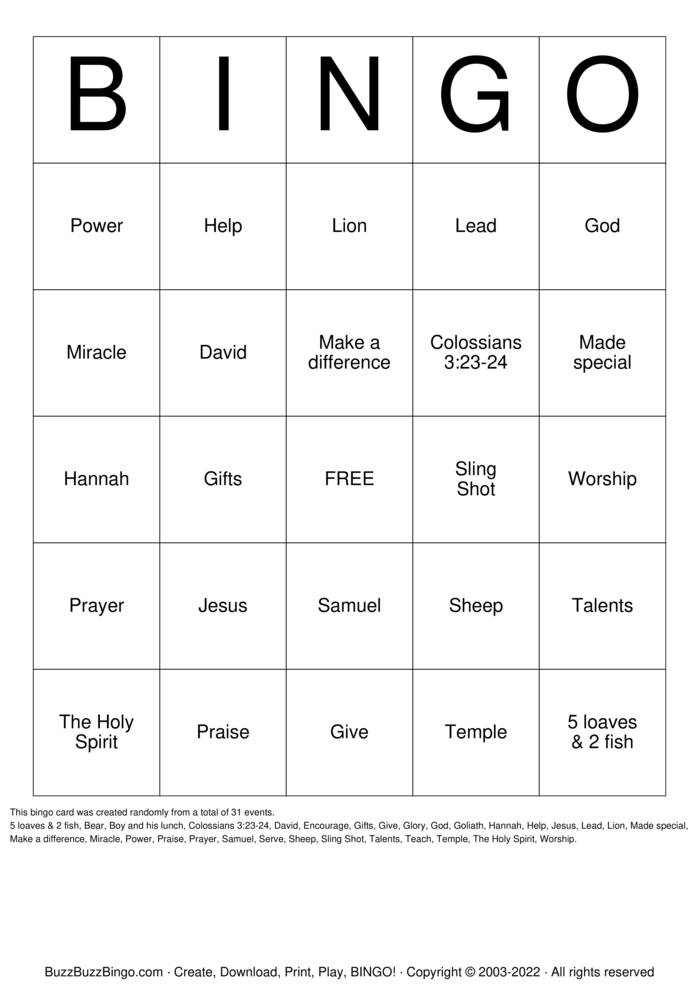 Bible Bingo Cards to Download, Print and Customize!