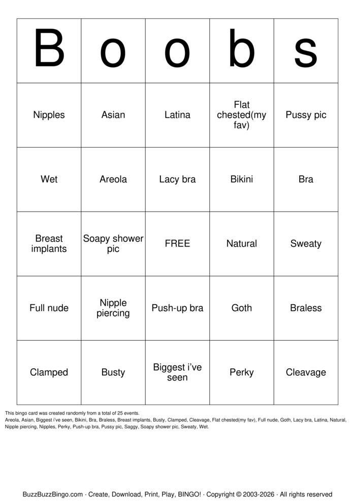 Download Free Boobs Bingo Cards Download Free Boobs Bingo Cards
