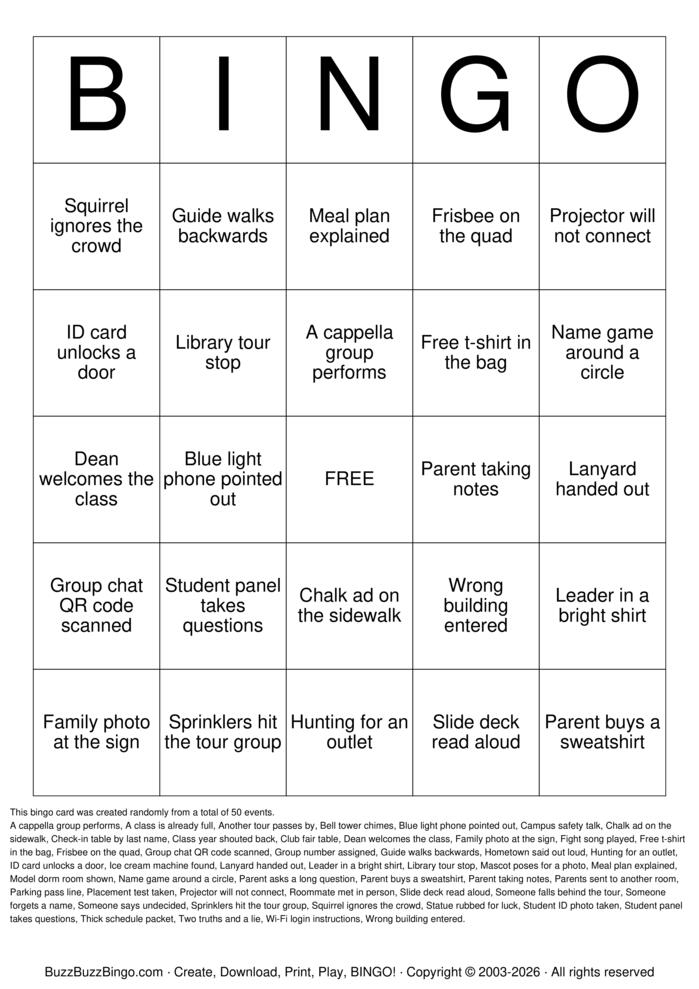 Download Free College Orientation Bingo Cards Download Free College Orientation Bingo Cards