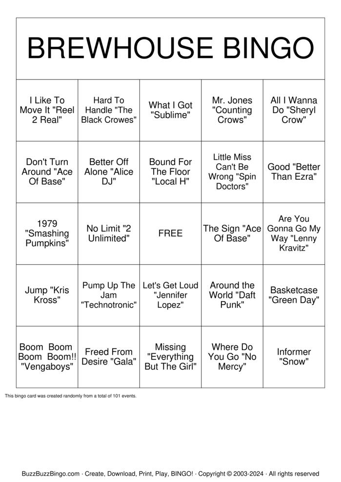 Download Free Custom Bingo Cards