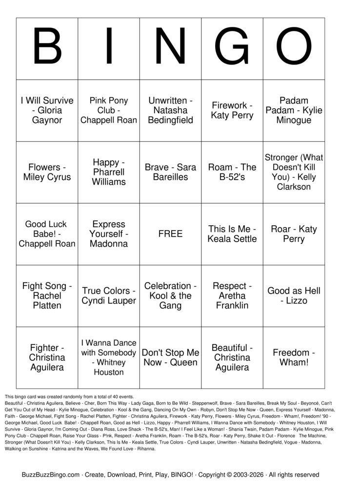 Download Free Custom Bingo Cards