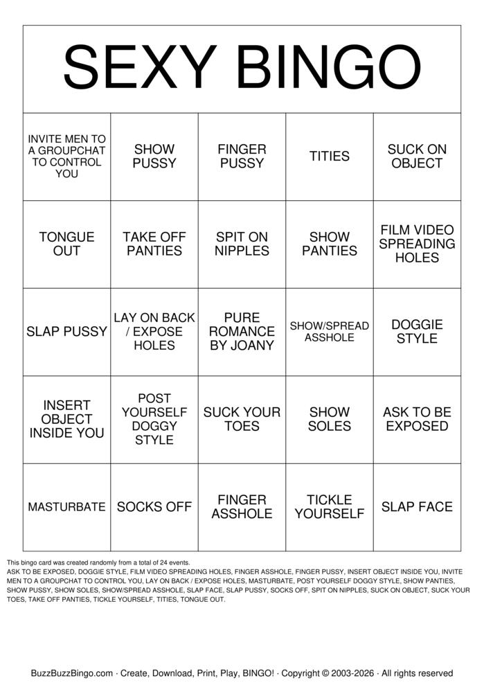 Download Free DIRTY BINGO Bingo Cards