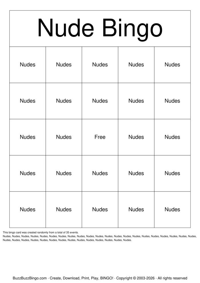 Download Free Nude Bingo Bingo Cards Download Free Nude Bingo Bingo Cards