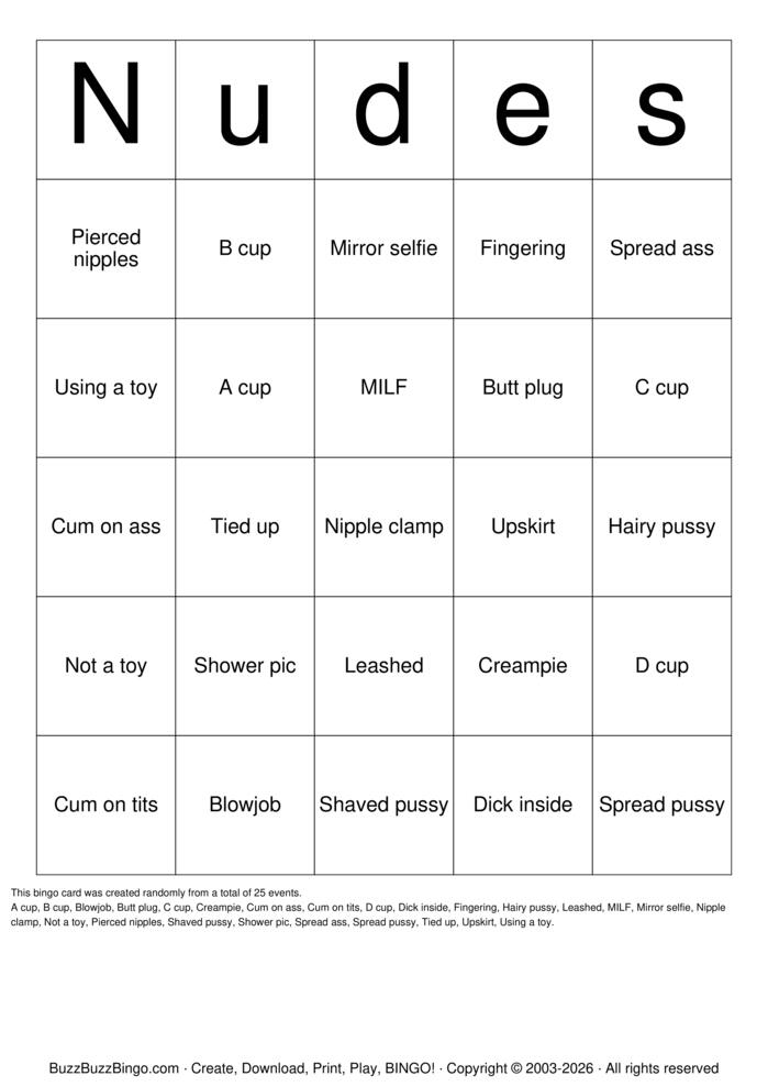 Download Free Nude Bingo Bingo Cards