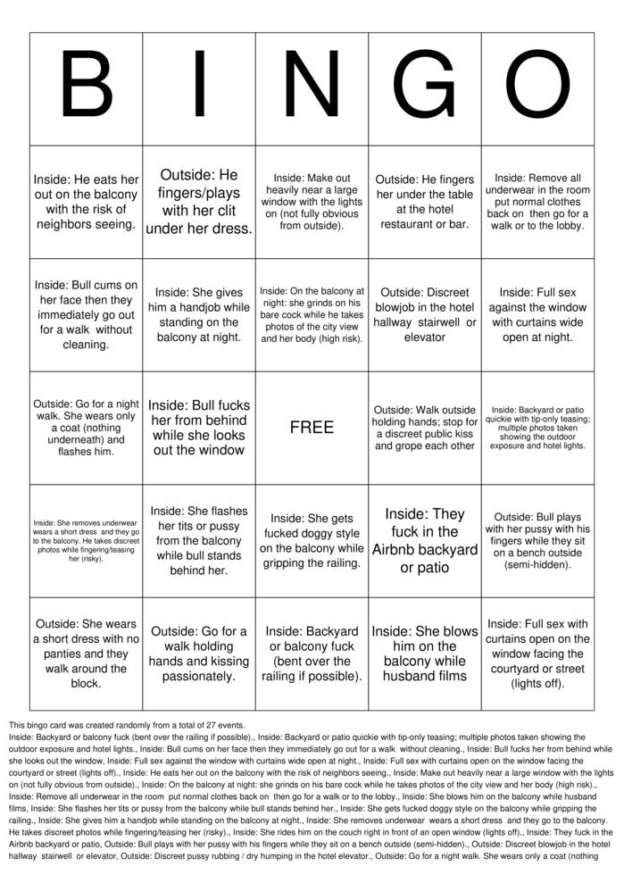 Download Free Public Hotwife Bingo Cards