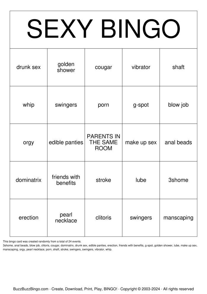 Download Free SEXY BINGO Bingo Cards Download Free SEXY BINGO Bingo Cards