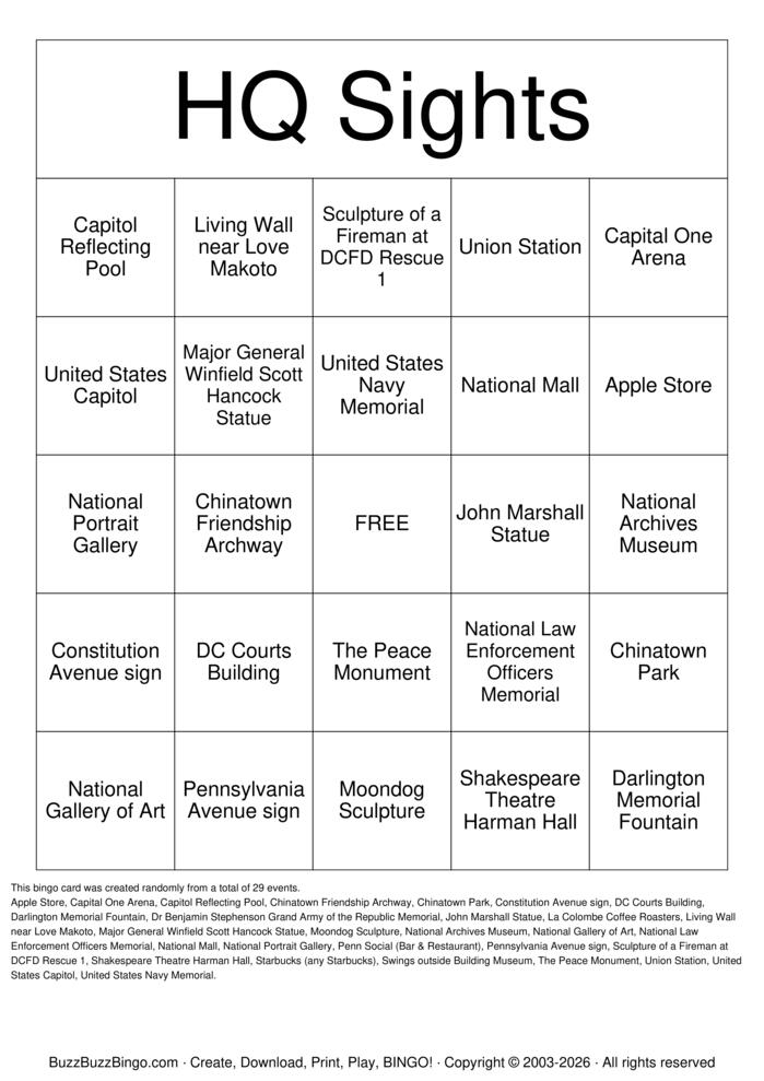 Download Free Sight Seeing Around GAO Bingo Cards