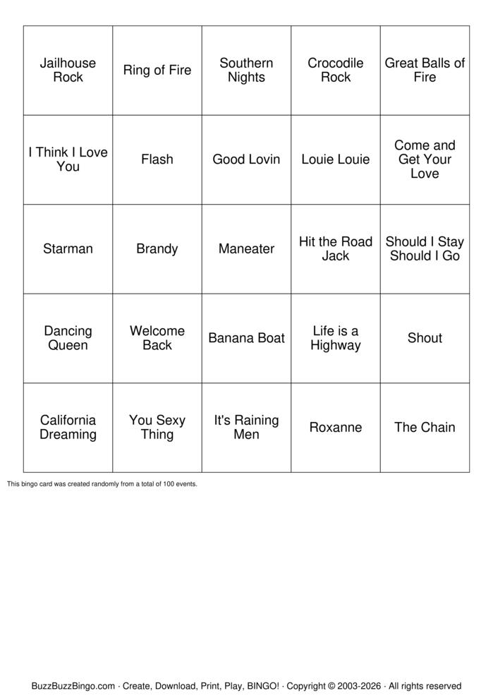 Download Free TV Theme Song Music Bingo Cards Download Free TV Theme Song Music Bingo Cards
