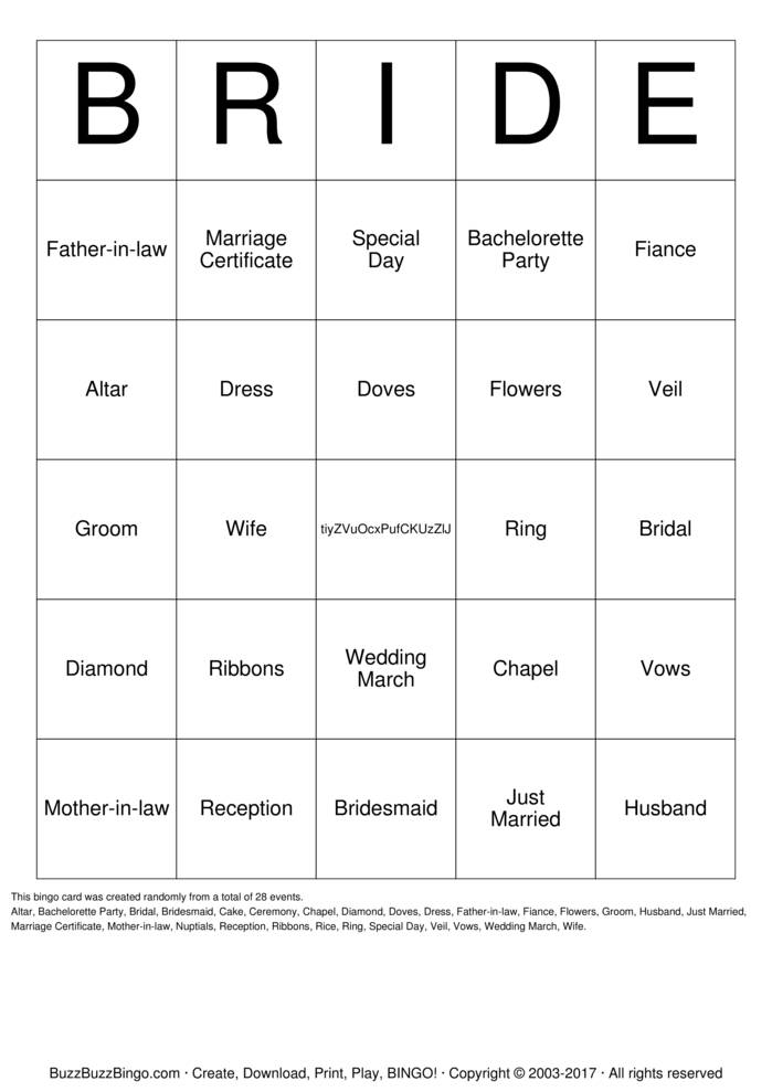Bridal Shower Bingo Cards to Download, Print and Customize!