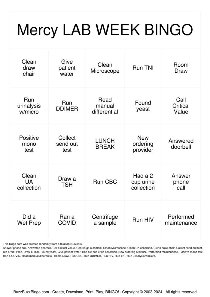 Download Free LAB WEEK 2024 Bingo Cards Download Free LAB WEEK 2024 Bingo Cards