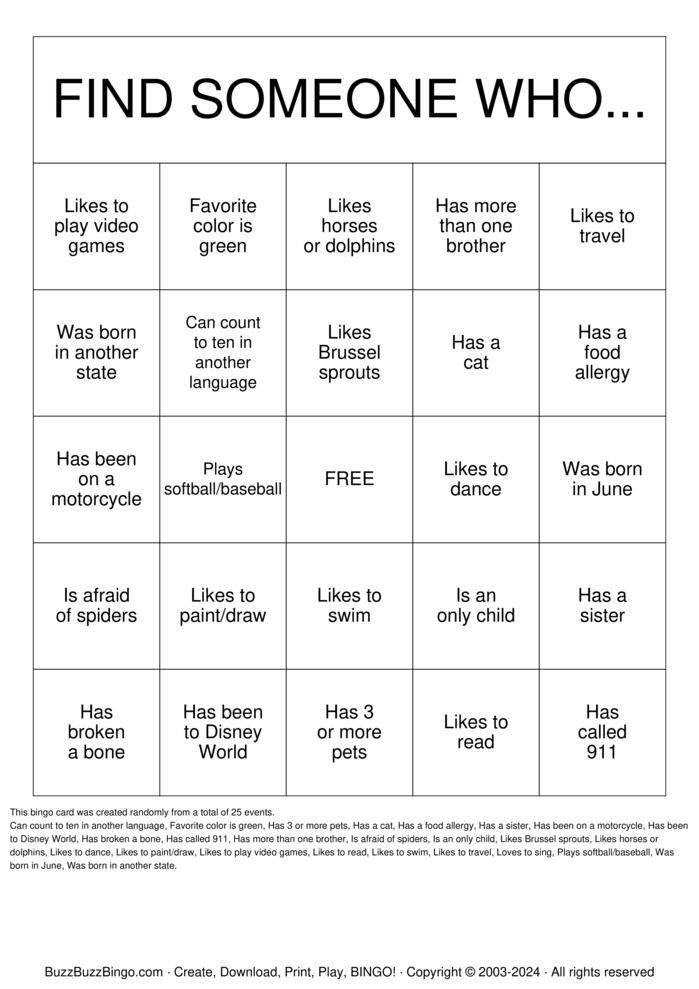 Download Free Mingle Bingo  Bingo Cards