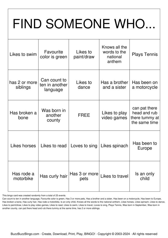 Download Free Mingle Bingo  Bingo Cards