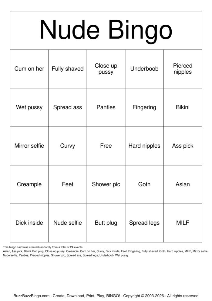 Download Free Nude Bingo Bingo Cards