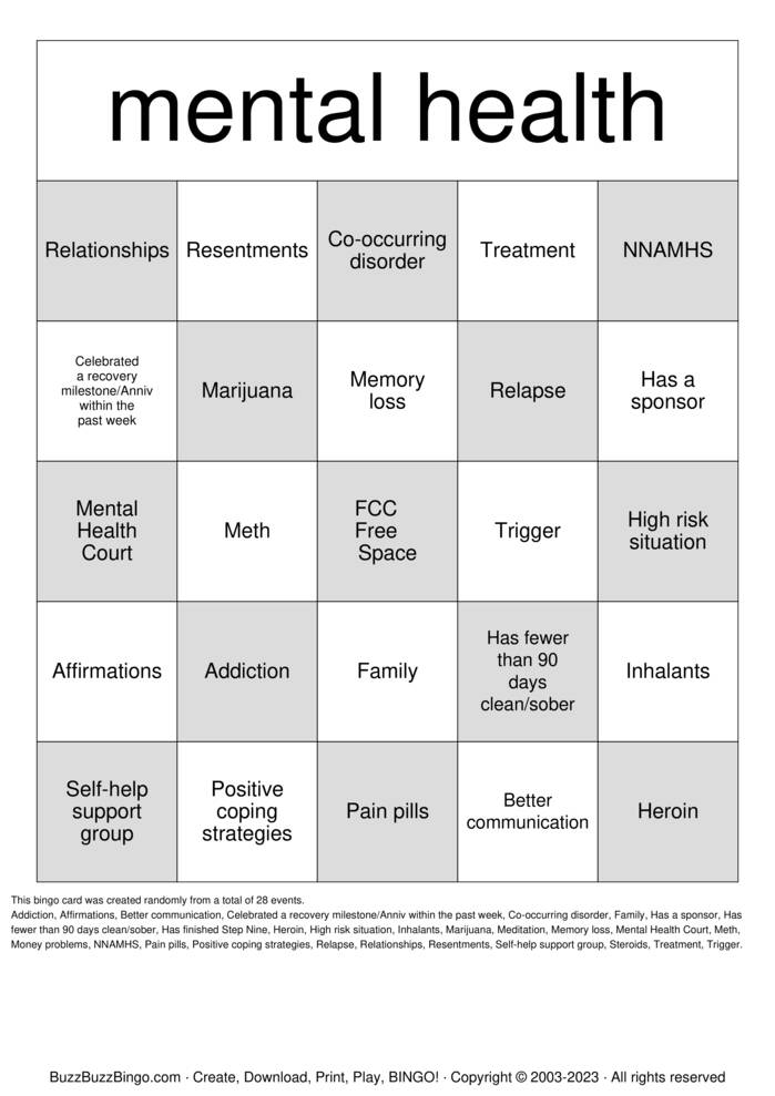 Download Free co-occurring Bingo Cards