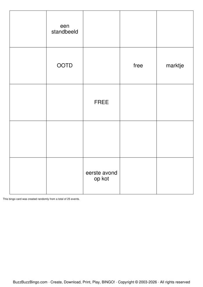 Download Free Custom Bingo Cards