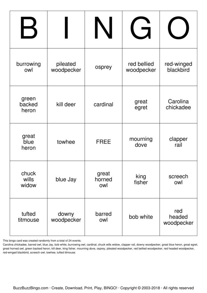 Bird Bingo Cards to Download, Print and Customize!