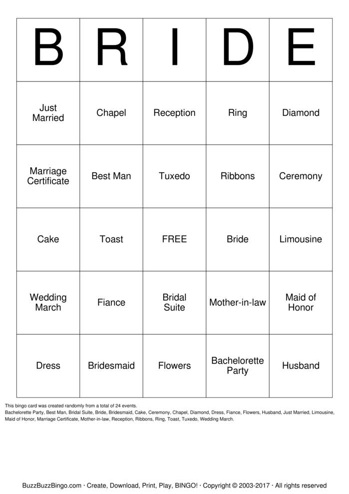 Bridal Shower Bingo Cards to Download, Print and Customize!