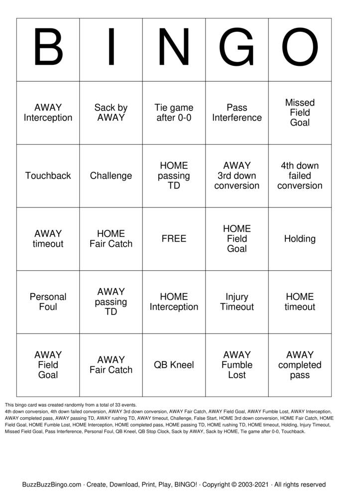 Download Free Foozball Bingo Cards Download Free Foozball Bingo Cards