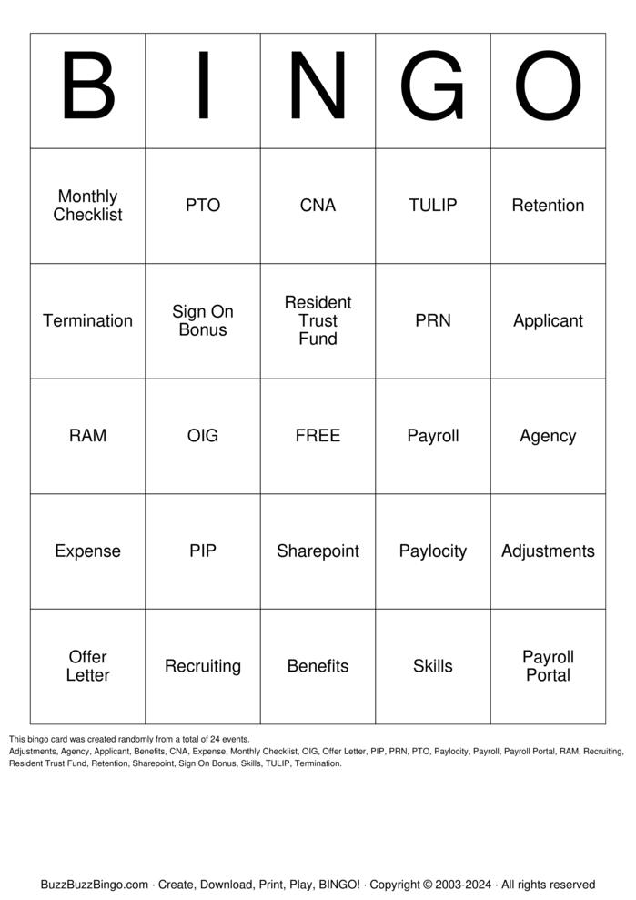 Download Free HR Buzzword Bingo Cards Download Free HR Buzzword Bingo Cards