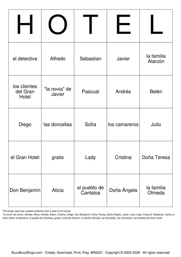 Download Free Hotel Bingo Cards Download Free Hotel Bingo Cards