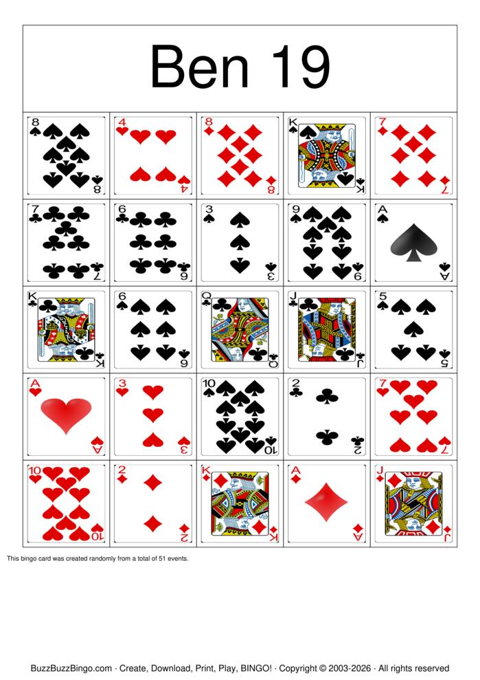 Download Free Pokeno with Face Cards Bingo Cards