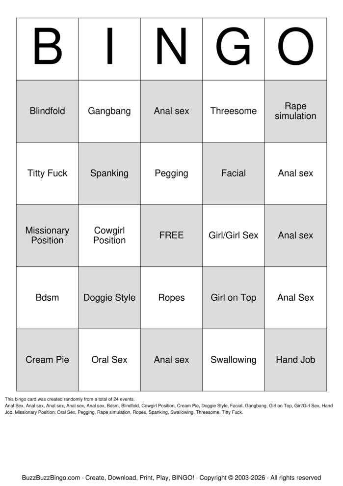 Download Free Porno Bingo Bingo Cards