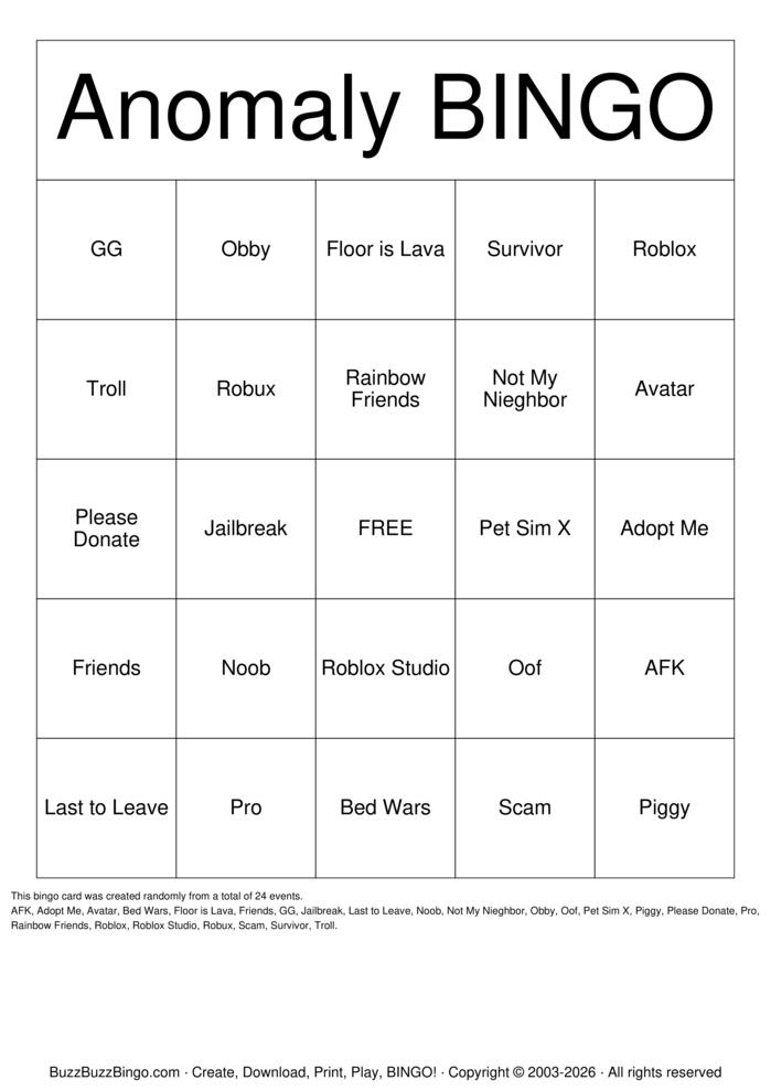 Download Free Roblox Bingo Bingo Cards Download Free Roblox Bingo Bingo Cards