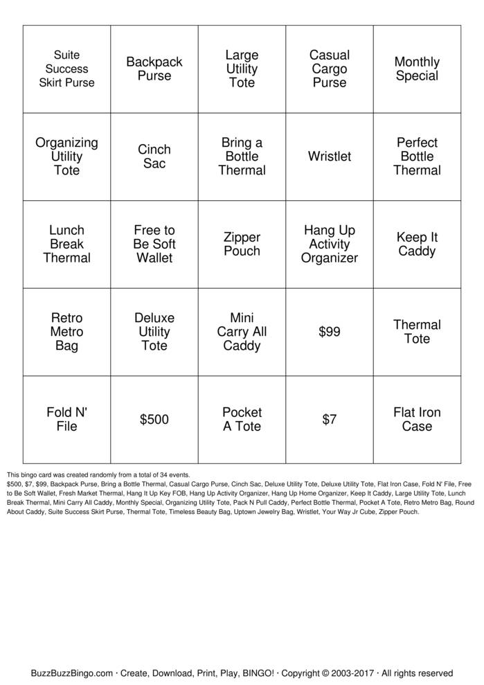 Download Free Thirty-One / Relay for Life Bingo Cards