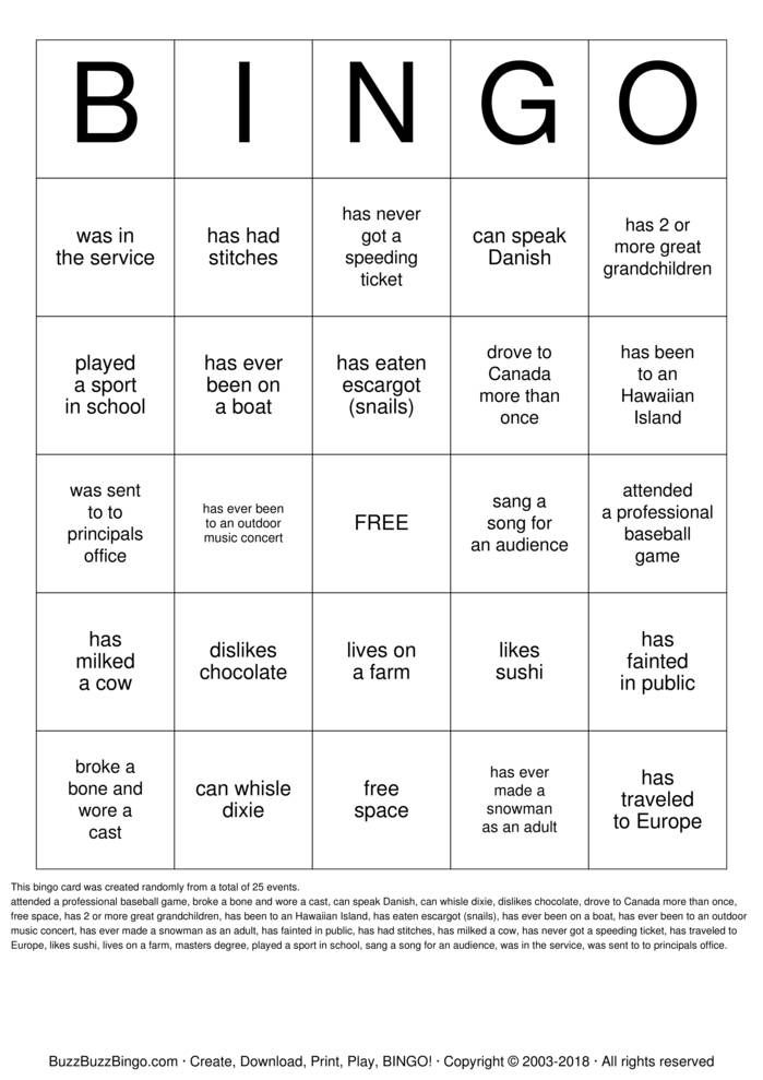 25th Class Reunion Bingo Cards to Download, Print and Customize!
