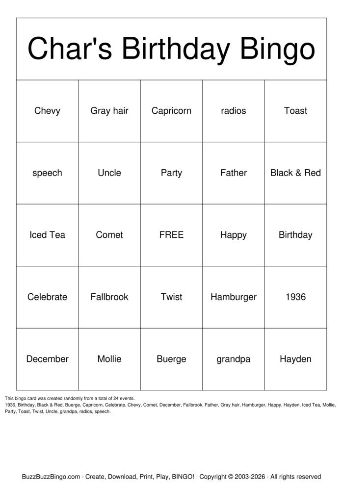 Download Free 80th Birthday  Bingo Cards