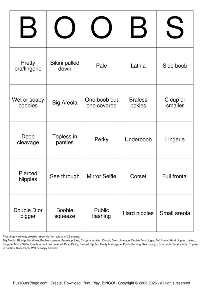 Download Free Boobs Bingo Cards