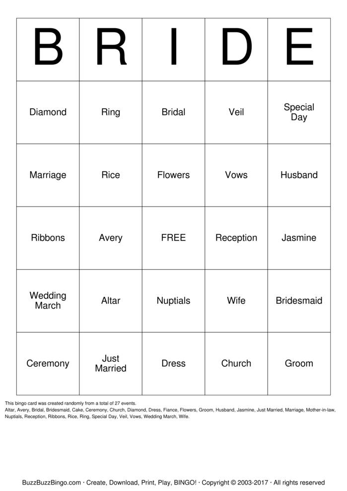 Bridal Shower Bingo Cards to Download, Print and Customize!
