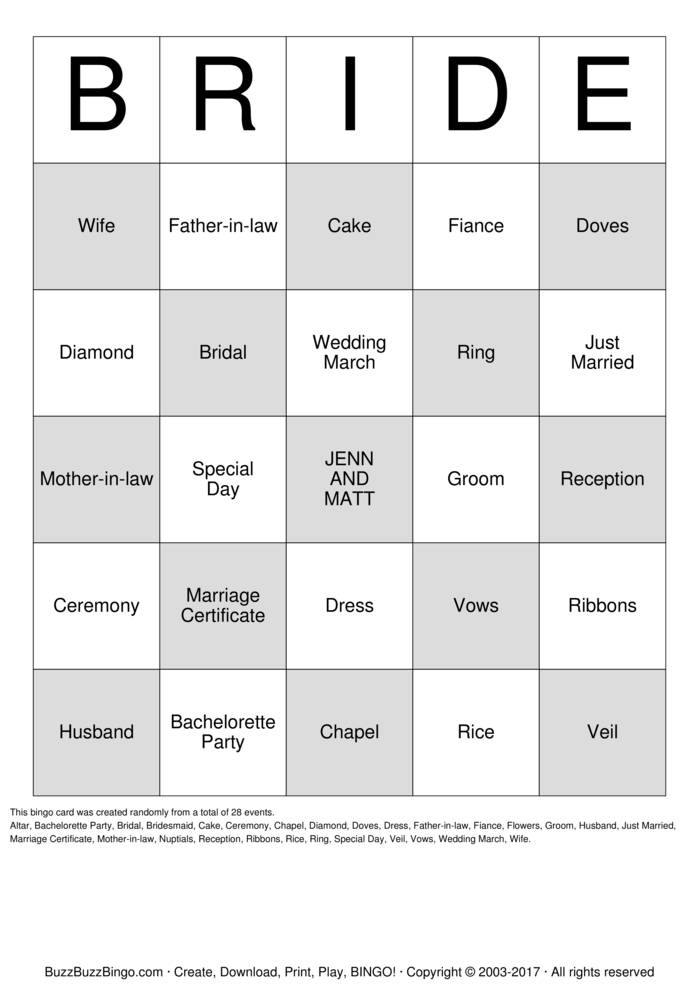 Bridal Shower Bingo Cards to Download, Print and Customize!