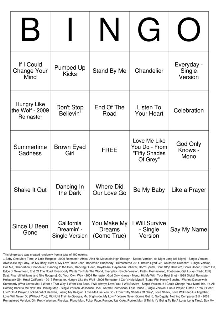 Download Free Custom Bingo Cards