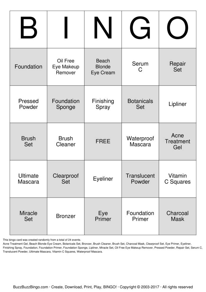 Download Free Custom Bingo Cards