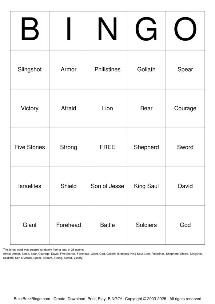 Download Free David & Goliath Bingo Cards Download Free David & Goliath Bingo Cards