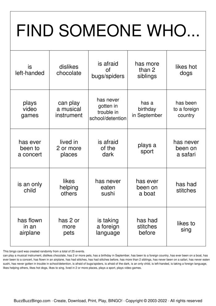 Getting to Know you! Bingo Cards to Download, Print and Customize!