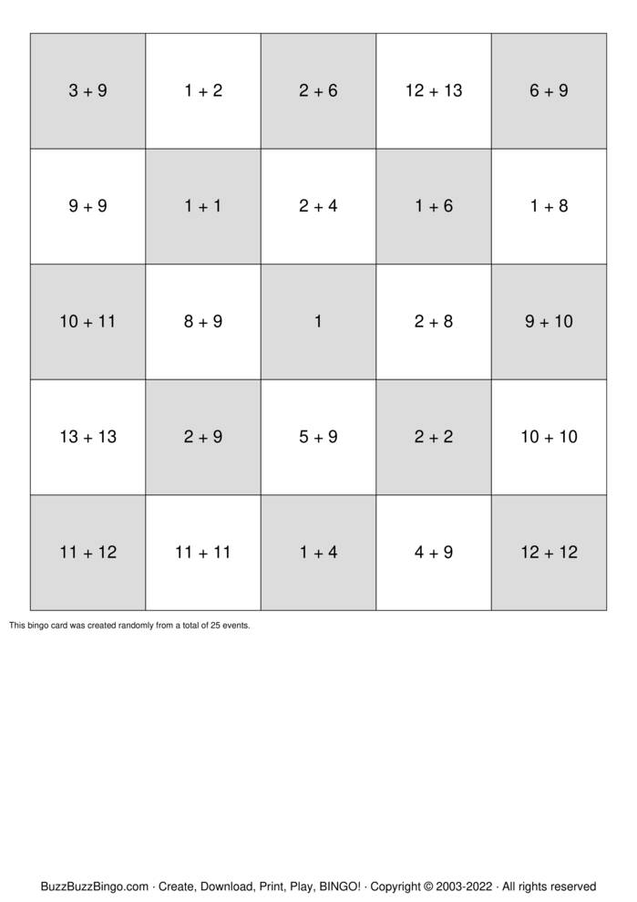 Math Bingo Cards to Download, Print and Customize!