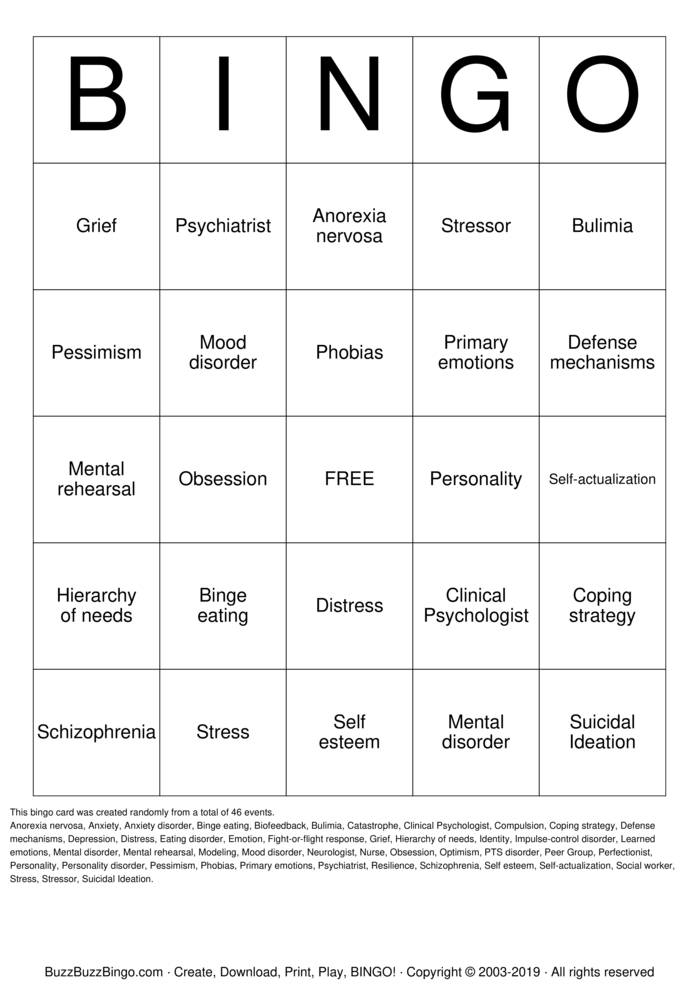 Mental Health Bingo Cards to Download, Print and Customize!