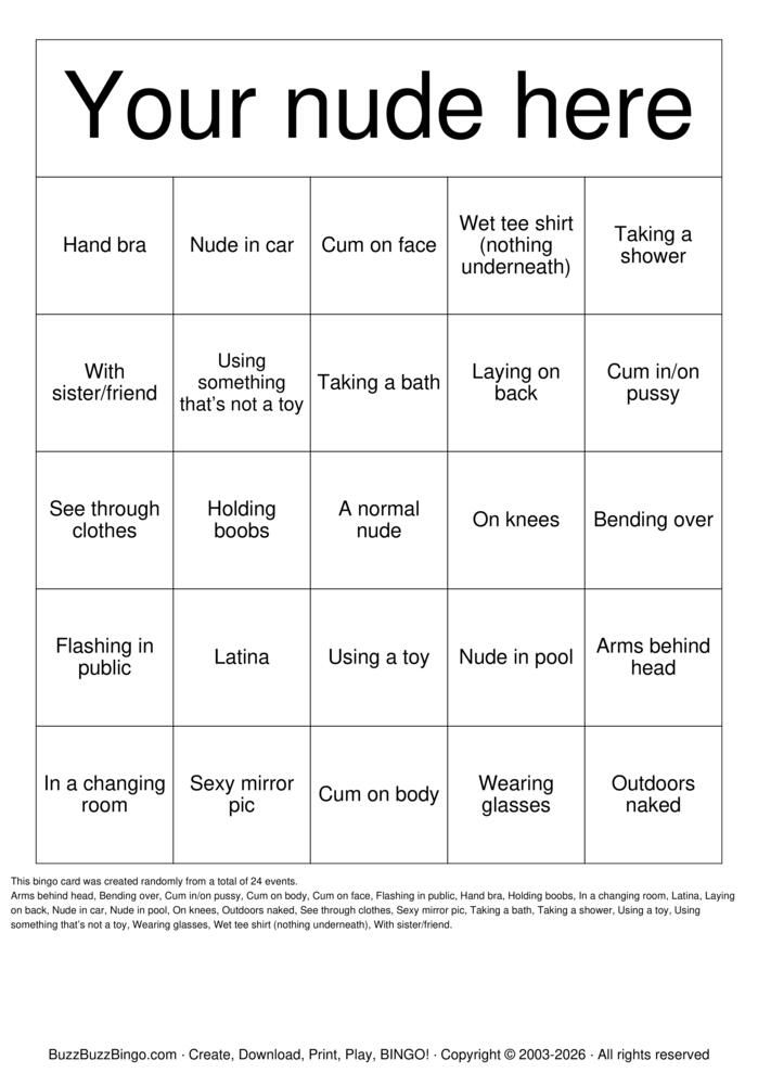 Download Free NSFW pics only Bingo Cards