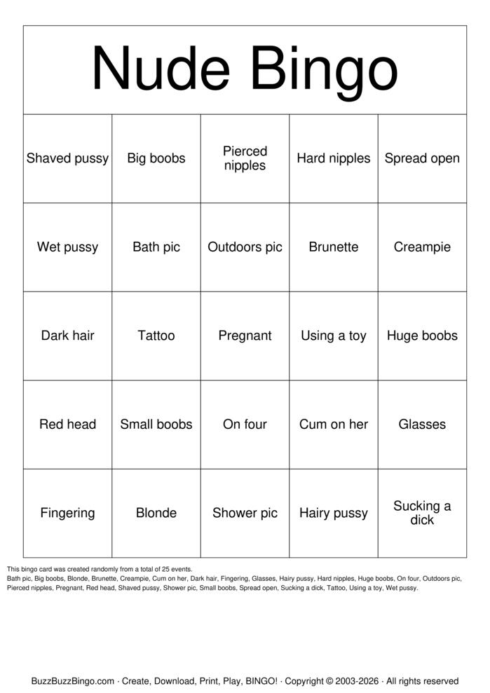 Download Free Nude Bingo Bingo Cards Download Free Nude Bingo Bingo Cards