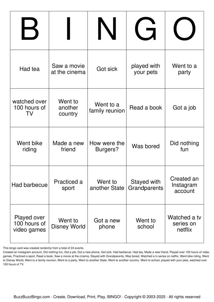 Download Free Winter Break Bingo Bingo Cards