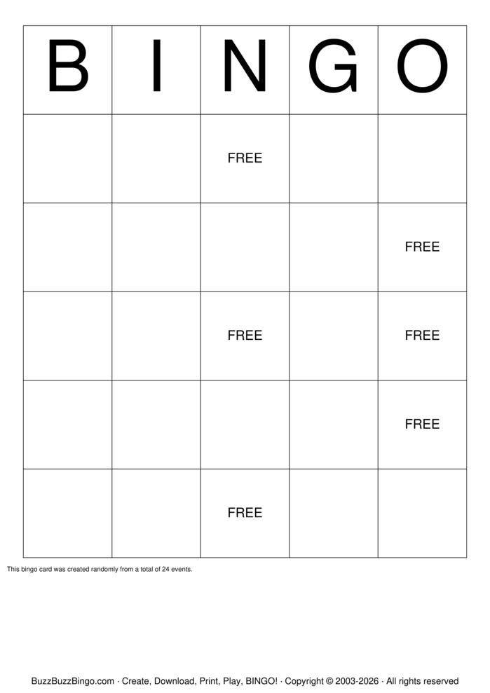Download Free Custom Bingo Cards Download Free Custom Bingo Cards