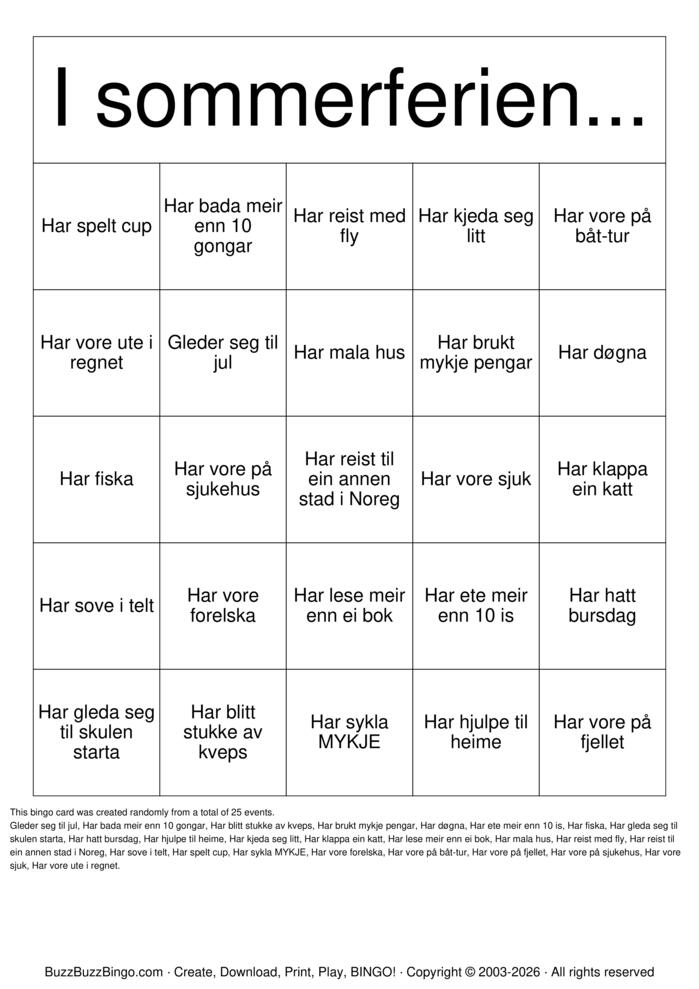 Download Free Bli kjent! Bingo Cards