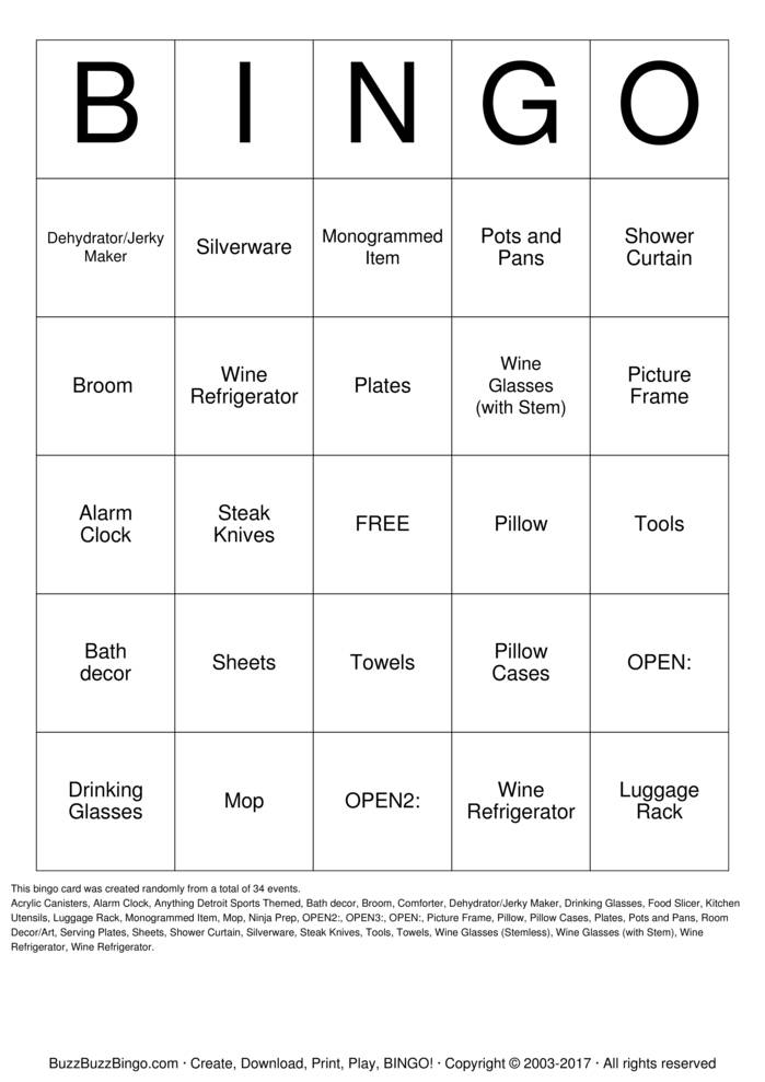 Download Free Custom Bingo Cards