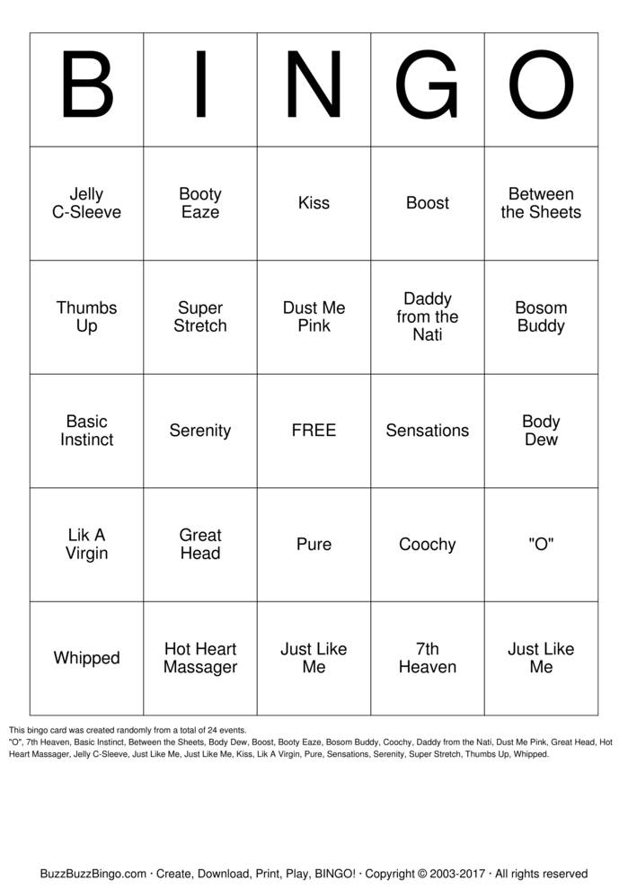 Download Free PURE ROMANCE Bingo Cards
